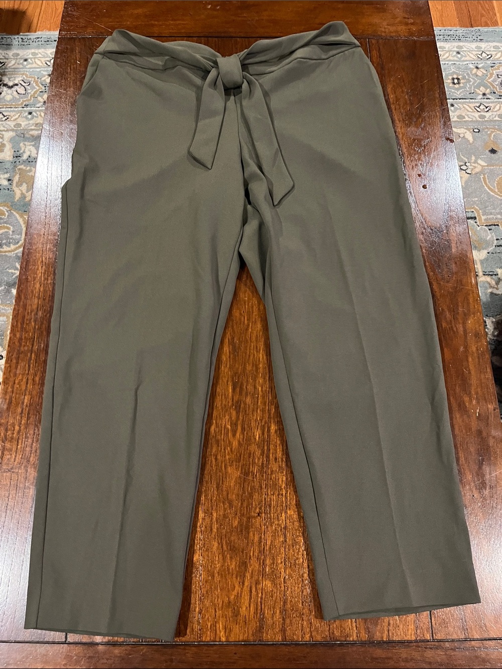 Worthington Olive Tie-Waist Chinos